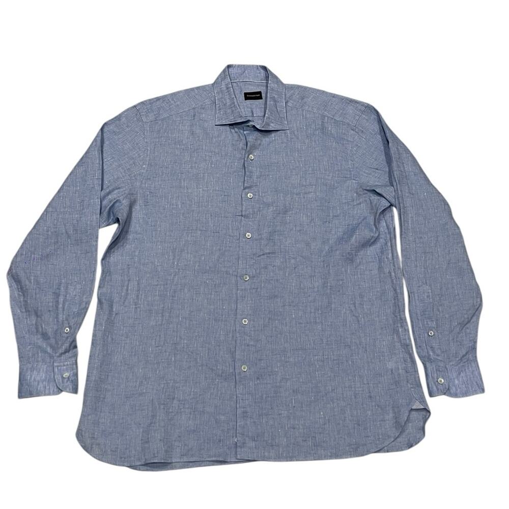 Ermenegildo Zegna Blue Casual line Button Down Shirt Size: XXL
